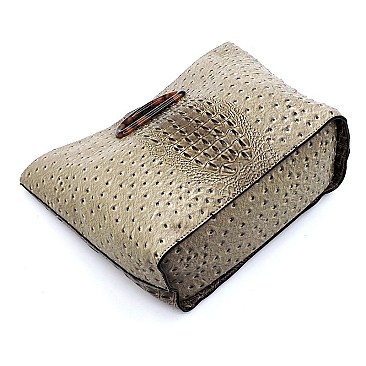 Ostrich Croc Acrylic Handle 2-in-1 Satchel