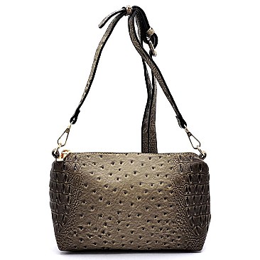 Ostrich Croc Acrylic Handle 2-in-1 Satchel
