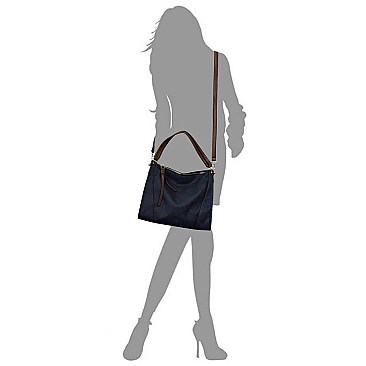 Textured 2-tone Shoulder Bag
