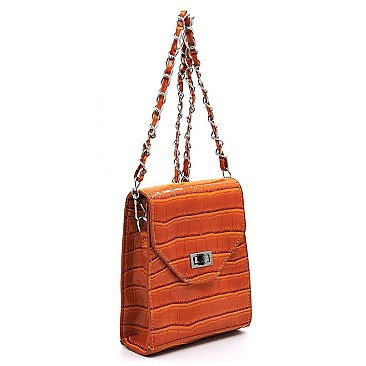 Glossy Crocodile Crossbody Bag Cell Phone Purse