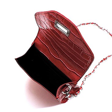 Glossy Crocodile Crossbody Bag Cell Phone Purse