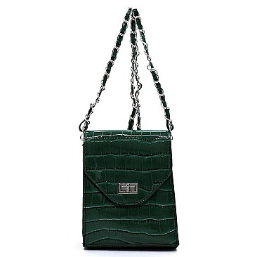 Glossy Crocodile Crossbody Bag Cell Phone Purse