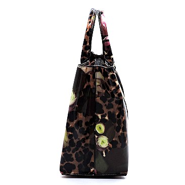 Glossy Flower Leopard 3-in-1 Satchel