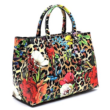 Glossy Flower Leopard 3-in-1 Satchel