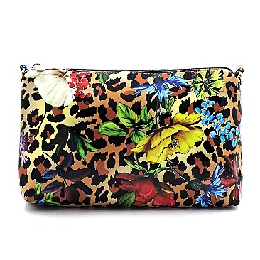 Glossy Flower Leopard 3-in-1 Satchel