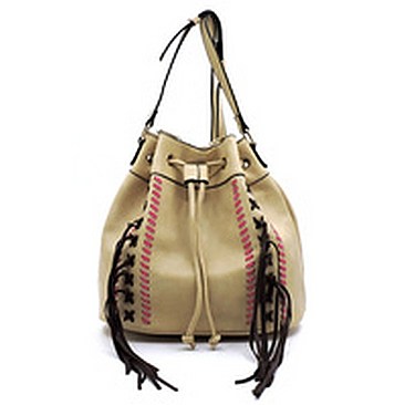 Fashion Whip stitch Fringe Bucket Satchel