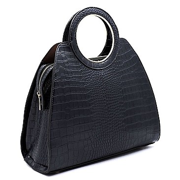 Crocodile Round Top Handle Satchel