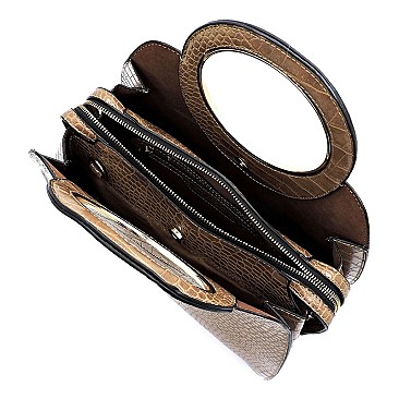 Crocodile Round Top Handle Satchel