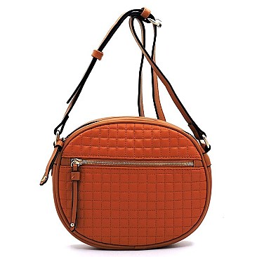 Quilted Oval Crossbody Bag