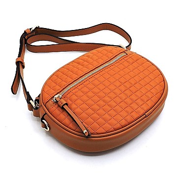 Quilted Oval Crossbody Bag