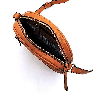 Quilted Oval Crossbody Bag
