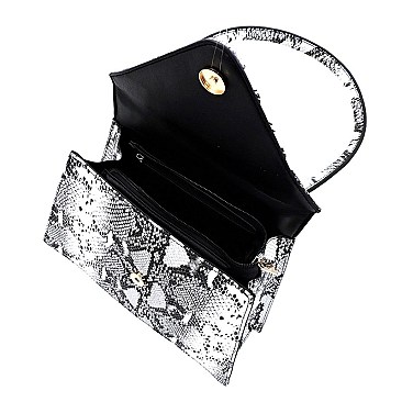 Python Snake Skin Envelope Flap Tote