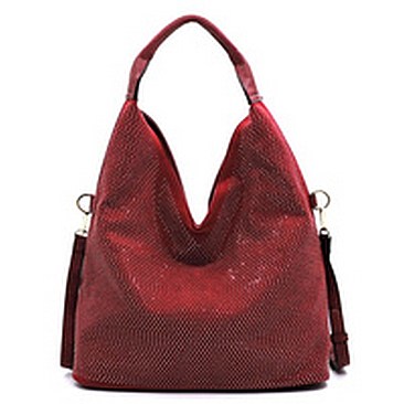 Rhinestone Suede Convertible Shoulder Bag