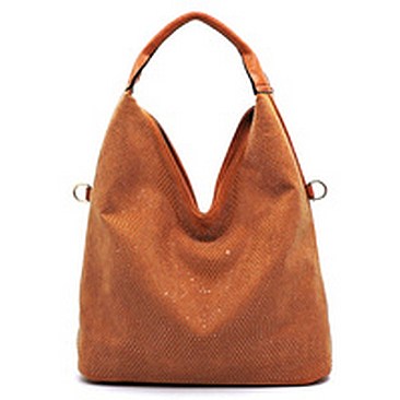 Rhinestone Suede Convertible Shoulder Bag
