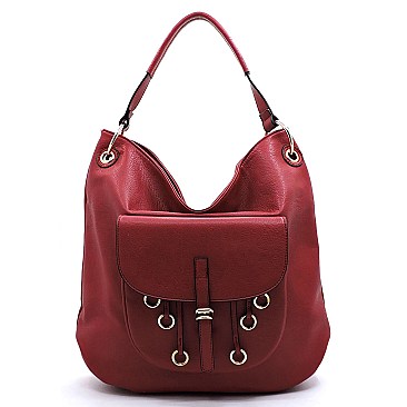 Fashion Ring Front Pocket Shoulder Bag Hobo