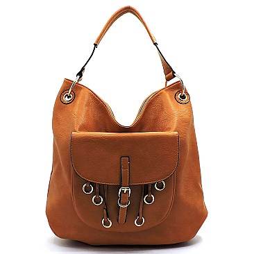 Fashion Ring Front Pocket Shoulder Bag Hobo