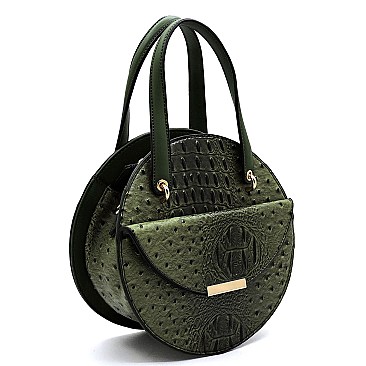 Ostrich Croc Round Satchel