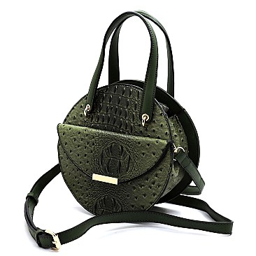 Ostrich Croc Round Satchel