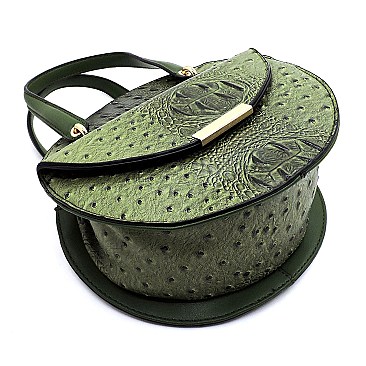 Ostrich Croc Round Satchel