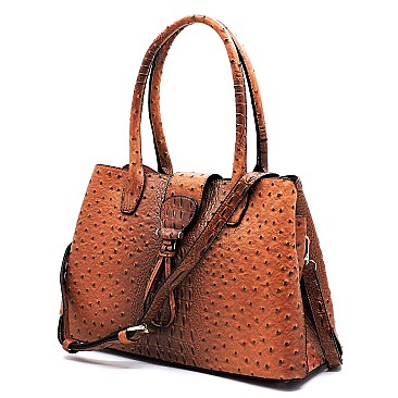 Ostrich Croc  2-in-1 Satchel