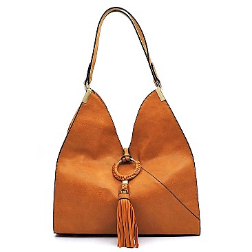 Fashion Weaved Ring Tassel Shoulder Bag Hobo