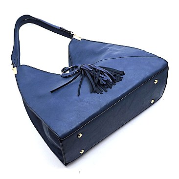 Fashion Weaved Ring Tassel Shoulder Bag Hobo
