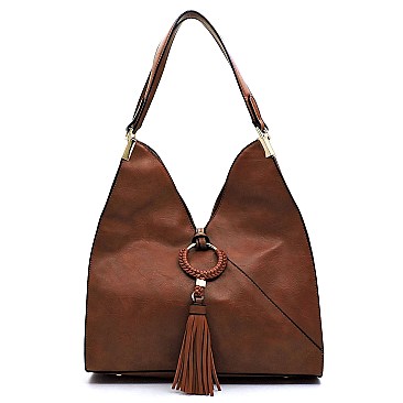 Fashion Weaved Ring Tassel Shoulder Bag Hobo