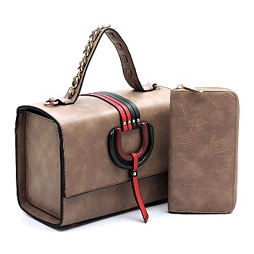 Multi Striped D-Ring 2-in-1 Boxy Satche