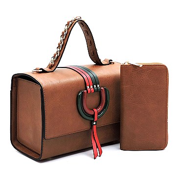 Multi Striped D-Ring 2-in-1 Boxy Satche