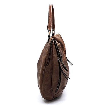 Vintage Spray Printed Zipper Flap Satchel