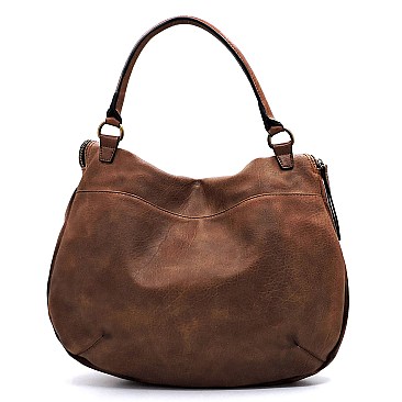 Vintage Spray Printed Zipper Flap Satchel