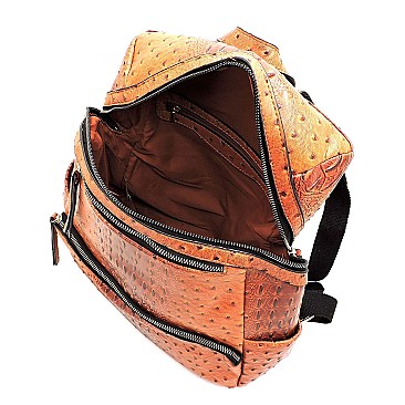 Ostrich Embossed Multi-Pocket Backpack Wallet SET MH-MC0056W
