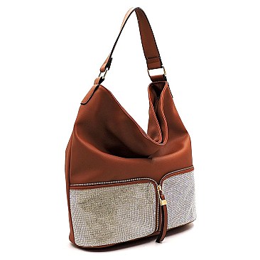 Rhinestone Colorblock Shoulder Bag