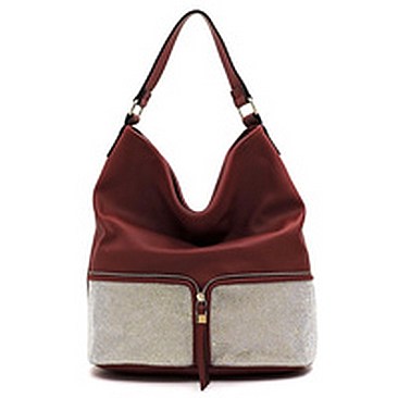 Rhinestone Colorblock Shoulder Bag