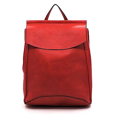 Braided Whipstitch Convertible Backpack Satchel