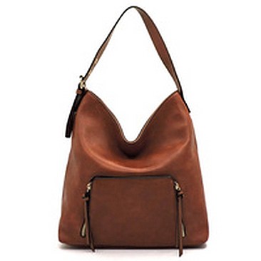 Front Zip Pocket Shoulder Bag Hobo