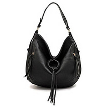 Braided Ring Fringe Shoulder Bag Hobo