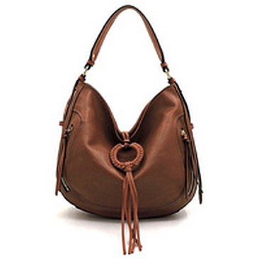 Braided Ring Fringe Shoulder Bag Hobo