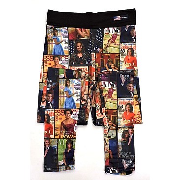 Michelle Obama MAGAZINE COLLAGE PRINT LEGGINGS