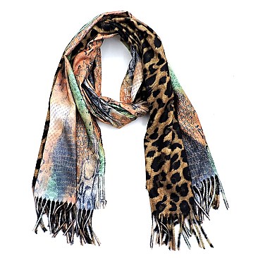 LEOPARD AND PYTHON PRINT FASHION SCARF