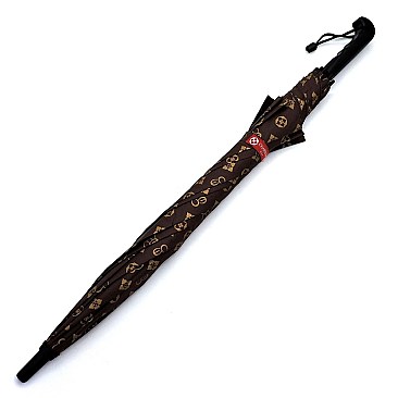 MONOGRAM PRINT AUTO CANE UMBRELLA