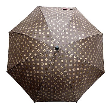 MONOGRAM PRINT AUTO CANE UMBRELLA