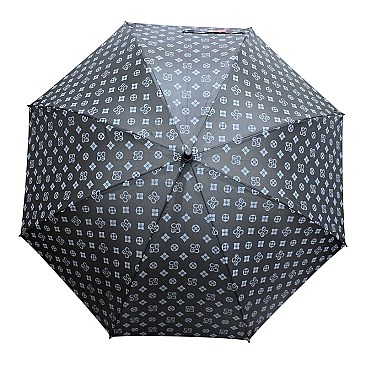 MONOGRAM PRINT AUTO CANE UMBRELLA