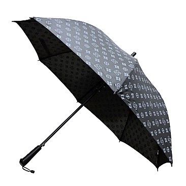 MONOGRAM PRINT AUTO CANE UMBRELLA