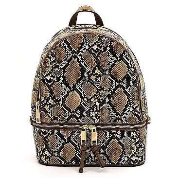 Python Snake Skin Zipper Backpack