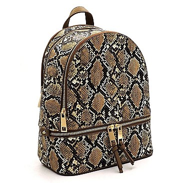 Python Snake Skin Zipper Backpack