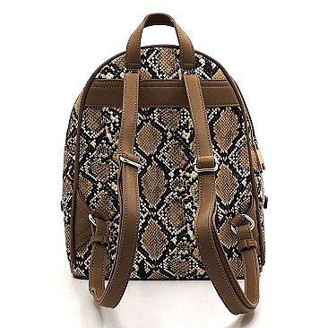 Python Snake Skin Zipper Backpack
