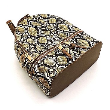 Python Snake Skin Zipper Backpack