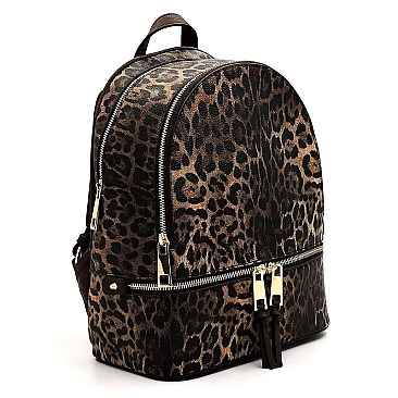 Leopard Zipper Backpack