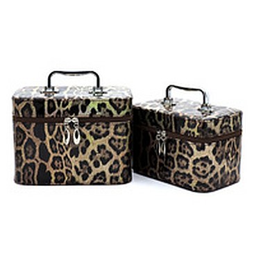 Glossy Leopard Printed 2-in-1 Cosmetic Case